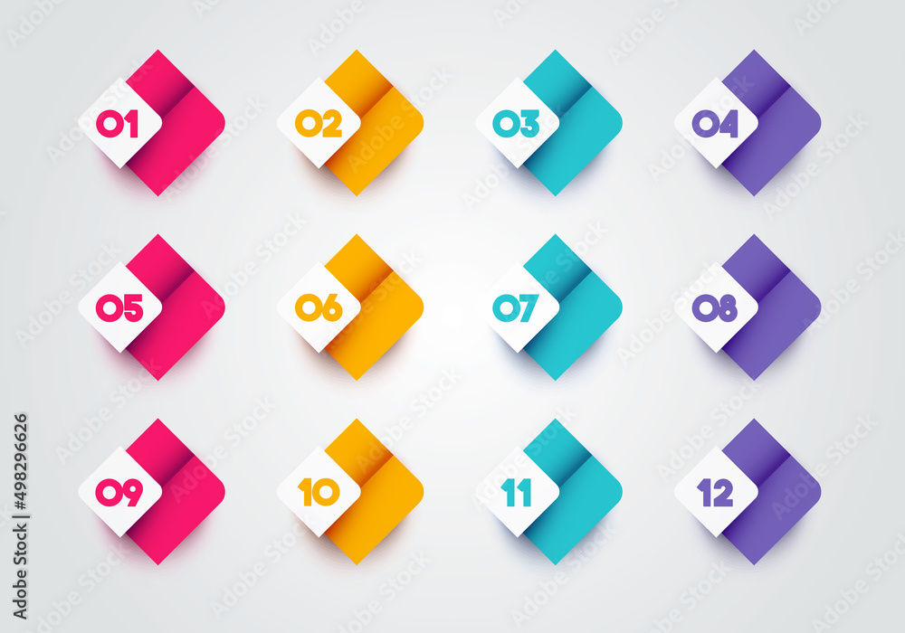 Poster 3d square bullet points set