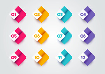 3d Square Bullet Points Set