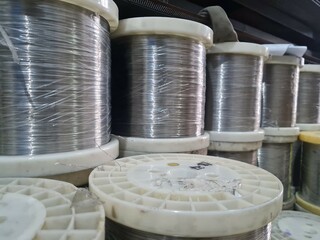 Iron wire in coils. stainless wire in coils at a construction material store