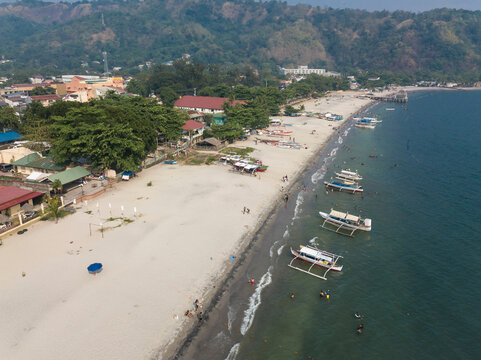 Olongapo, Zambales, Philippines - Aerial of the coast and resorts along Barretto beach.