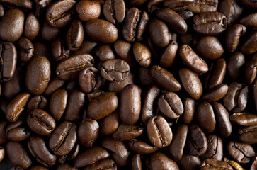 Top View Macro Image of Fresh coffee Beans