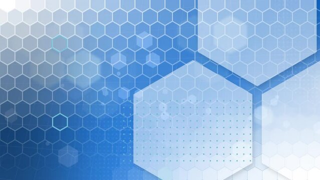 Animation of hexagons over blue background