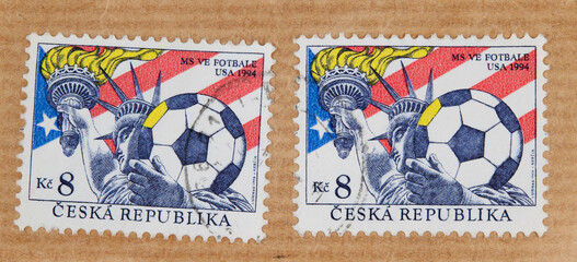 briefmarke stamp vintage retro alt old used gebraucht gestempelt cancel papier paper fussball...