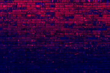 Blue-red brick wall. Background in cyberpunk style, futuristic colors, modern creative design,...