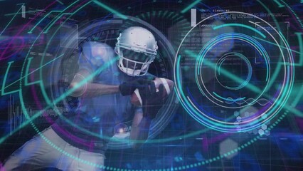 Animation of scope scanning and data processing over american football player