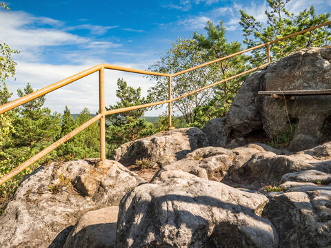 Spitzstein in der S&auml;chsischen Schweiz - Felsplateau und Gel&auml;nder