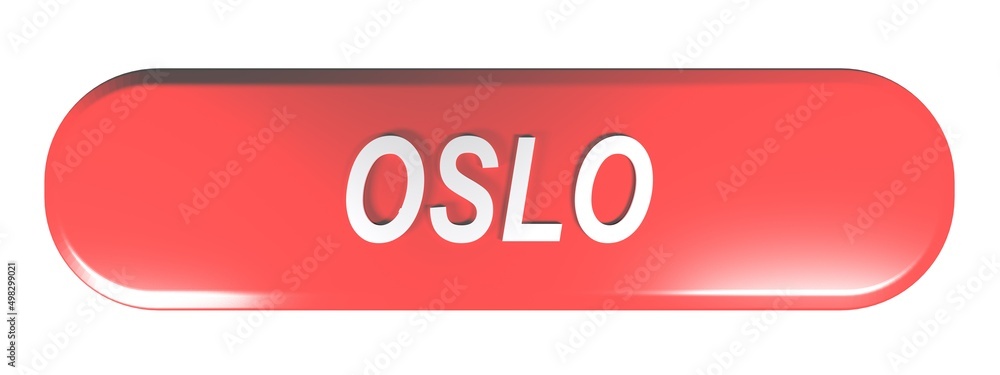 Poster oslo red rounded rectangle push button - 3d rendering illustration