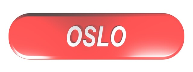 OSLO red rounded rectangle push button - 3D rendering illustration