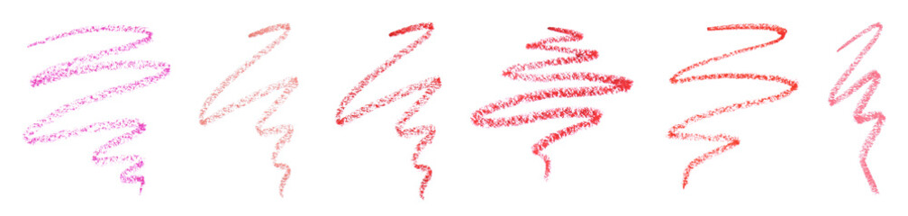 Set with strokes of different lip pencils on white background. Banner design