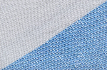 Fototapeta premium Blue and white canvas fabric for background, blue linen texture as background
