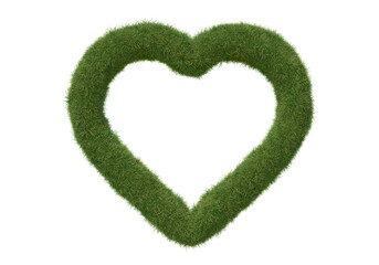 Heart shape frame made of grass, isolated on white. 3D image