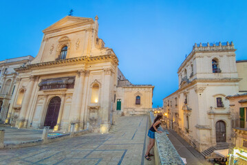 Fototapeta na wymiar Noto (Sicilia, Italy) - A historical center view of the touristic baroque city in province of Siracusa, Sicily island, during the summer; UNESCO site in Val di Noto.