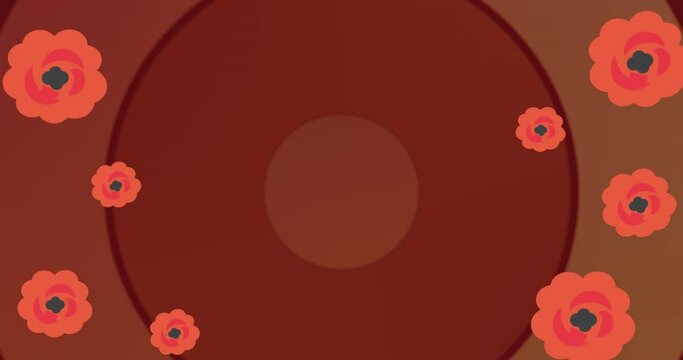 Animation of flowers over red circles