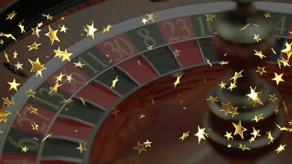 Animation of moving stars over roulette in casino - Powered by Adobe