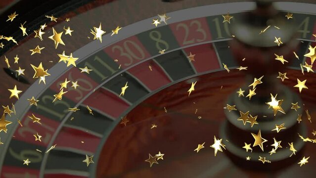 Animation of moving stars over roulette in casino