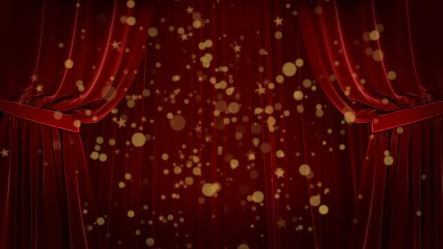 Animation of light spots moving over curtain in theatre