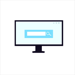 Dekstop with page search icon vector illustration