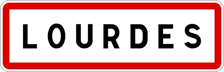 Panneau entr&eacute;e ville agglom&eacute;ration Lourdes / Town entrance sign Lourdes