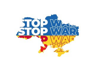 Save ukraine typography war peace map