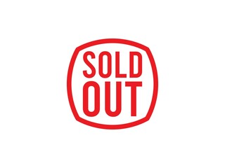 Sold Out Badge Label - red stamp text on White background