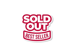 Sold Out Label Sticker Modern. Red Text Rubber Stamp Ink - Vector. vintage badge label sold out