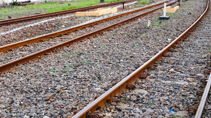 railroad tracks near the Sidoarjo train station, Indonesia