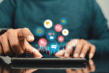 Trends of online businesses using smartphones in 2023, buying and selling products via the internet...
