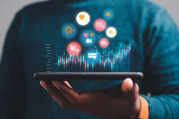 Trends of online businesses using smartphones in 2023, buying and selling products via the internet...