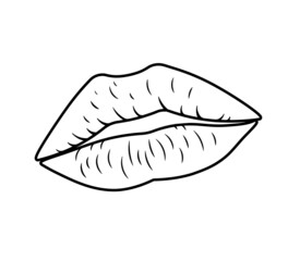 Lips kiss line image. Clipart image