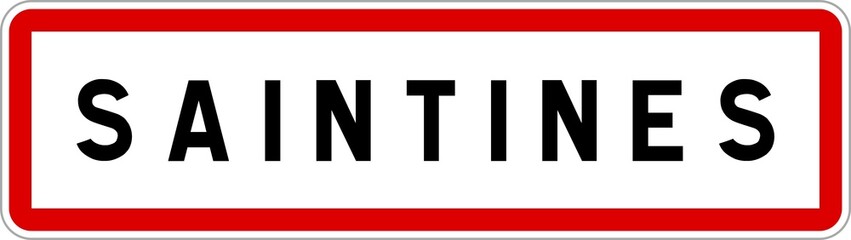 Panneau entrée ville agglomération Saintines / Town entrance sign Saintines