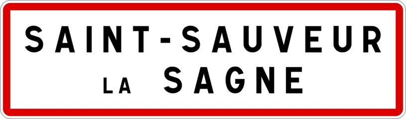 Panneau entrée ville agglomération Saint-Sauveur-la-Sagne / Town entrance sign Saint-Sauveur-la-Sagne