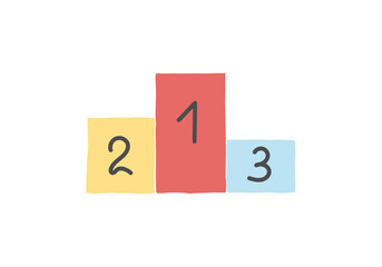 Multicolored pedestal for awarding the winner in doodle style.