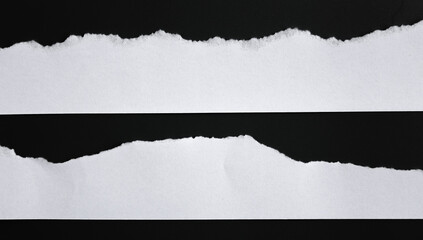 white torn paper on black background. collection paper rip