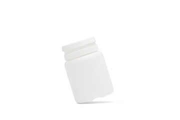little bottles for tablets on white background