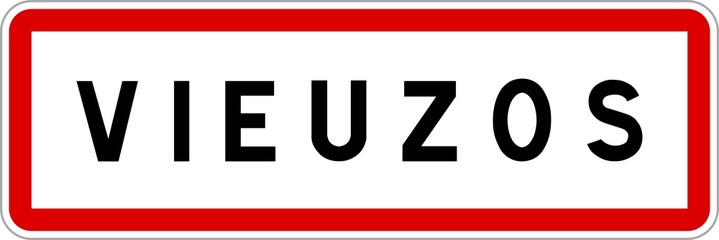Panneau entrée ville agglomération Vieuzos / Town entrance sign Vieuzos