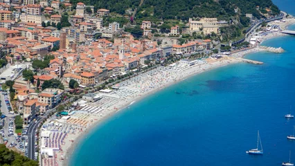 Photo sur Aluminium Ligurie A panoramic view of Noli, Liguria - Italy
