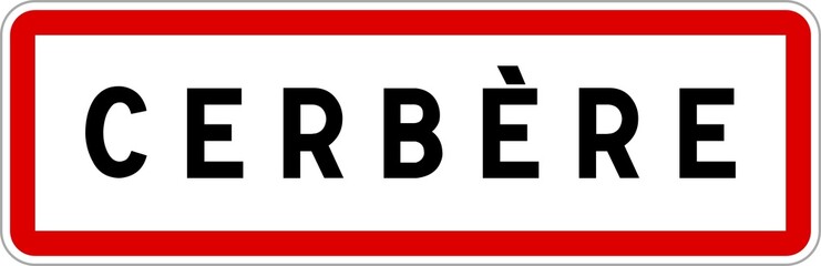 Panneau entrée ville agglomération Cerbère / Town entrance sign Cerbère