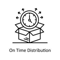 Time Distribution vector Outline Icon Design illustration. Logistics And Supply Chain Management Symbol on White background EPS 10 File