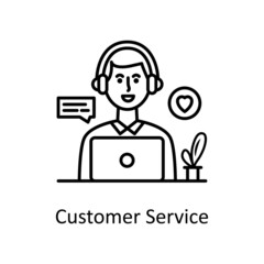 Customer Service vector Outline Icon Design illustration. Logistics And Supply Chain Management Symbol on White background EPS 10 File