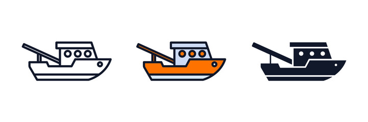 fishing boat icon symbol template for graphic and web design collection logo vector illustration