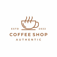Line art coffee logo, coffee shop logo design vector illustration