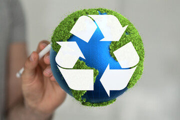 3d rendering of green recycle icon