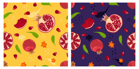 pomegranate seamless pattern cute doodle cartoon