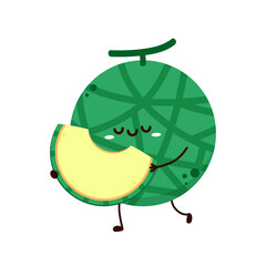Melon character design. melon on white background. Melon cartoon.
