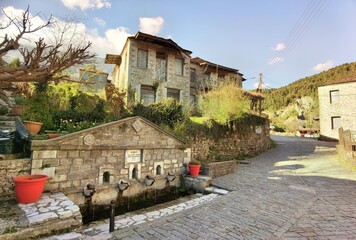 Fototapeta na wymiar vourgareli village in arta perfecture greece in winter season