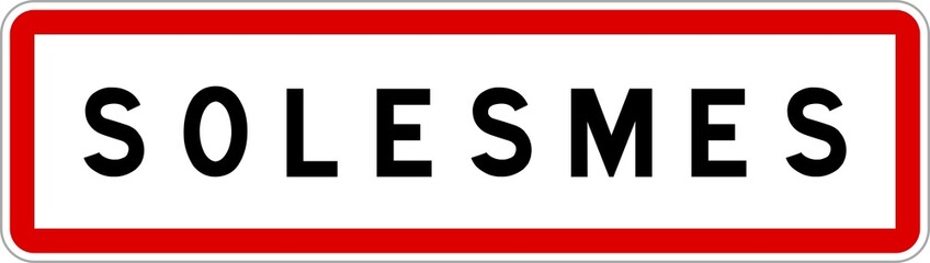 Panneau entrée ville agglomération Solesmes / Town entrance sign Solesmes