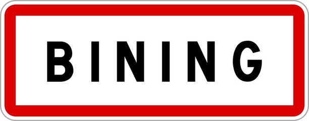Panneau entrée ville agglomération Bining / Town entrance sign Bining
