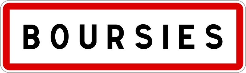 Panneau entrée ville agglomération Boursies / Town entrance sign Boursies