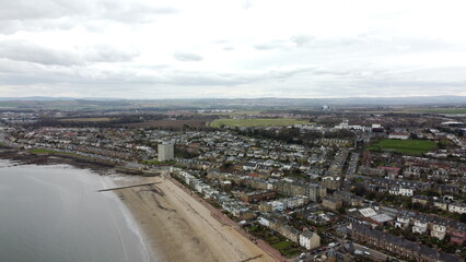Portobello town aerial view, Edinburgh, Scotland. Portobello is a coastal suburb of Edinburgh in eastern central Scotland. 