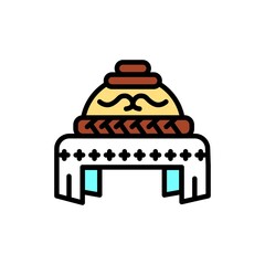 Traditional ukrainian bread Karavay line color icon. Isolated vector element.